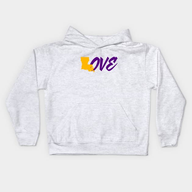 Louisiana Love - Purple and Gold Kids Hoodie by Gsweathers